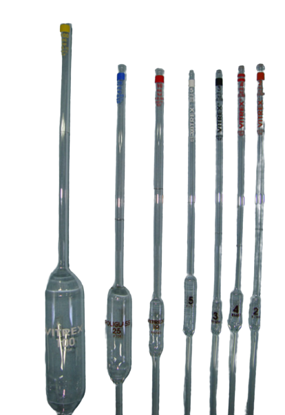 Pack de 3 Pipetas Volumétricas 3 mL Dos Trazos Tolerancia 0.015 Clase &quot;A&quot;