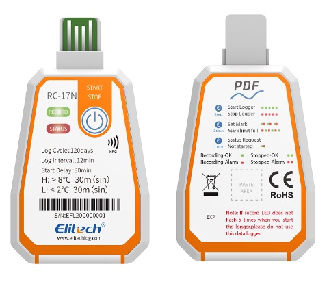 Datalogger un solo uso para Transporte Elitech