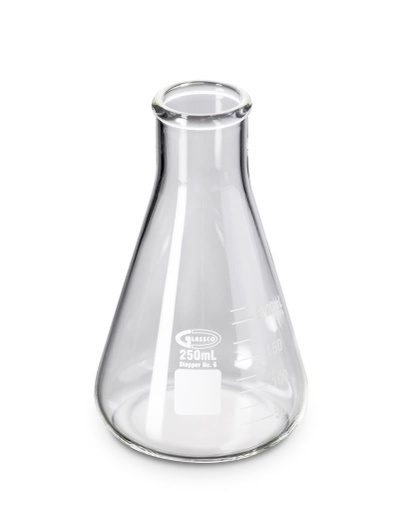 [231.402.04A] Pack de 12 Erlenmeyer de Cuello Angosto 300ml Graduado Glassco