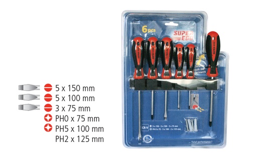 [UNISEH009300] Set de Destornilladores de 6 Piezas Bimaterial Super-Ego