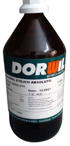 [ZON44031] Alcohol Etílico Absoluto Puro 1L Dorwil